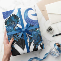 Piwakawaka New Zealand Matariki Wrapping Paper Maori New Year Silver Fern Blue Galaxy LT14 - Polynesian Pride