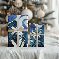 Piwakawaka New Zealand Matariki Wrapping Paper Maori New Year Silver Fern Blue Galaxy LT14 - Polynesian Pride