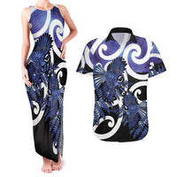 Piwakawaka New Zealand Matariki Couples Matching Tank Maxi Dress and Hawaiian Shirt Maori New Year Silver Fern Purple Galaxy LT14 Purple - Polynesian Pride