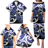 Piwakawaka New Zealand Matariki Family Matching Puletasi and Hawaiian Shirt Maori New Year Silver Fern Purple Galaxy LT14 - Polynesian Pride