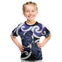 Piwakawaka New Zealand Matariki Kid T Shirt Maori New Year Silver Fern Purple Galaxy LT14 Purple - Polynesian Pride