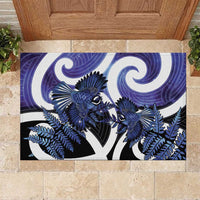 Piwakawaka New Zealand Matariki Rubber Doormat Maori New Year Silver Fern Purple Galaxy LT14 Purple - Polynesian Pride