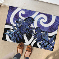 Piwakawaka New Zealand Matariki Rubber Doormat Maori New Year Silver Fern Purple Galaxy LT14 - Polynesian Pride