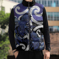 Piwakawaka New Zealand Matariki Sleeveless Puffer Jacket Maori New Year Silver Fern Purple Galaxy LT14 - Polynesian Pride