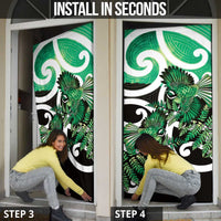 Piwakawaka New Zealand Matariki Door Cover Maori New Year Silver Fern Green Galaxy LT14 - Polynesian Pride