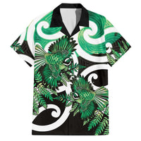 Piwakawaka New Zealand Matariki Family Matching Off Shoulder Maxi Dress and Hawaiian Shirt Maori New Year Silver Fern Green Galaxy LT14 Dad's Shirt - Short Sleeve Green - Polynesian Pride