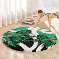 Piwakawaka New Zealand Matariki Round Carpet Maori New Year Silver Fern Green Galaxy LT14 - Polynesian Pride