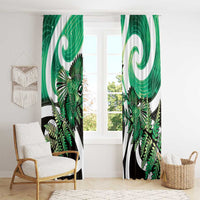 Piwakawaka New Zealand Matariki Window Curtain Maori New Year Silver Fern Green Galaxy LT14 - Polynesian Pride