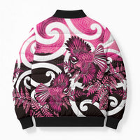 Piwakawaka New Zealand Matariki Bomber Puffer Jacket Maori New Year Silver Fern Pink Galaxy LT14 - Polynesian Pride