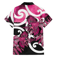 Piwakawaka New Zealand Matariki Family Matching Summer Maxi Dress and Hawaiian Shirt Maori New Year Silver Fern Pink Galaxy LT14 - Polynesian Pride