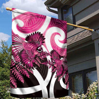 Piwakawaka New Zealand Matariki Garden Flag Maori New Year Silver Fern Pink Galaxy LT14 - Polynesian Pride