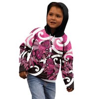 Piwakawaka New Zealand Matariki Kid Hoodie Maori New Year Silver Fern Pink Galaxy LT14 - Polynesian Pride