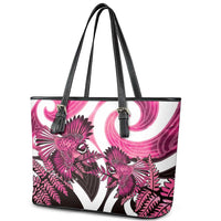 Piwakawaka New Zealand Matariki Leather Tote Bag Maori New Year Silver Fern Pink Galaxy LT14 - Polynesian Pride