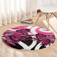 Piwakawaka New Zealand Matariki Round Carpet Maori New Year Silver Fern Pink Galaxy LT14 - Polynesian Pride