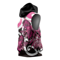 Piwakawaka New Zealand Matariki Sleeveless Hoodie Maori New Year Silver Fern Pink Galaxy LT14 - Polynesian Pride