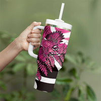 Piwakawaka New Zealand Matariki Tumbler With Handle Maori New Year Silver Fern Pink Galaxy LT14 - Polynesian Pride