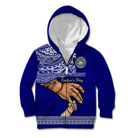 Personalised Father Day American Samoa Kid Hoodie I Love You Dad LT14 Zip Hoodie Blue - Polynesian Pride