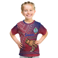 Personalised Father Day Guam Kid T Shirt I Love You Dad Guaman Latte Stone LT14 Red - Polynesian Pride