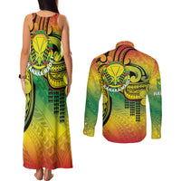 Hawaii Flag Day Couples Matching Tank Maxi Dress and Long Sleeve Button Shirt Kanaka Maoli With Kakau Polynesian Pattern LT14 - Polynesian Pride