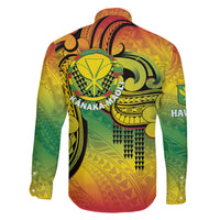 Hawaii Flag Day Family Matching Off The Shoulder Long Sleeve Dress and Hawaiian Shirt Kanaka Maoli With Kakau Polynesian Pattern LT14 - Polynesian Pride