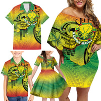 Hawaii Flag Day Family Matching Off Shoulder Short Dress and Hawaiian Shirt Kanaka Maoli With Kakau Polynesian Pattern LT14 - Polynesian Pride