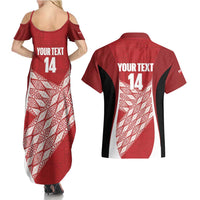 Tonga Rugby Custom Couples Matching Summer Maxi Dress and Hawaiian Shirt Go ʻIkale Tahi Go Tongan Tapa Cloth LT14 - Polynesian Pride