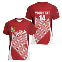 Tonga Rugby Custom Women V-Neck T-Shirt Go ʻIkale Tahi Go Tongan Tapa Cloth LT14 - Polynesian Pride