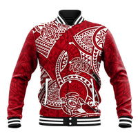 Polynesian Pride Hawaii Baseball Jacket Hawaiian Tribal Honu Red Version LT14 Unisex Red - Polynesian Pride