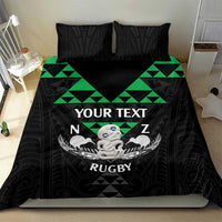 Personalised Aotearoa Rugby Bedding Set New Zealand Maori Kete Matauranga Pattern