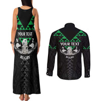 Personalised Aotearoa Rugby Couples Matching Tank Maxi Dress and Long Sleeve Button Shirt New Zealand Maori Kete Matauranga Pattern LT14 - Polynesian Pride