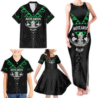 Personalised Aotearoa Rugby Family Matching Tank Maxi Dress and Hawaiian Shirt New Zealand Maori Kete Matauranga Pattern LT14 - Polynesian Pride