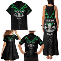 Personalised Aotearoa Rugby Family Matching Tank Maxi Dress and Hawaiian Shirt New Zealand Maori Kete Matauranga Pattern LT14 - Polynesian Pride