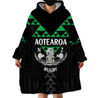 Personalised Aotearoa Rugby Wearable Blanket Hoodie New Zealand Maori Kete Matauranga Pattern LT14 - Polynesian Pride
