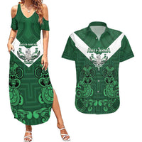 Custom Aotearoa Rugby Couples Matching Summer Maxi Dress and Hawaiian Shirt New Zealand Maori Kete Poutama Pattern LT14 Green - Polynesian Pride
