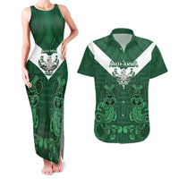 Custom Aotearoa Rugby Couples Matching Tank Maxi Dress and Hawaiian Shirt New Zealand Maori Kete Poutama Pattern LT14 Green - Polynesian Pride