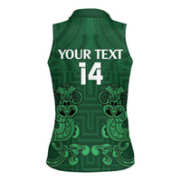 Custom Aotearoa Rugby Women Sleeveless Polo Shirt New Zealand Maori Kete Poutama Pattern LT14 - Polynesian Pride