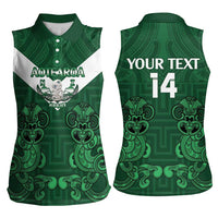 Custom Aotearoa Rugby Women Sleeveless Polo Shirt New Zealand Maori Kete Poutama Pattern LT14 - Polynesian Pride