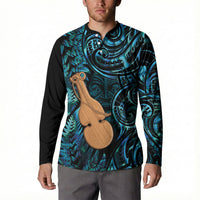Kotiate New Zealand Button Sweatshirt Maori Weapon Paua Shell Haka Fern
