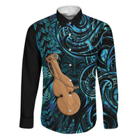 Kotiate New Zealand Family Matching Long Sleeve Bodycon Dress and Hawaiian Shirt Maori Weapon Paua Shell Haka Fern LT14 Dad's Shirt - Long Sleeve Turquoise - Polynesian Pride