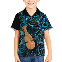 Kotiate New Zealand Family Matching Short Sleeve Bodycon Dress and Hawaiian Shirt Maori Weapon Paua Shell Haka Fern LT14 Son's Shirt Turquoise - Polynesian Pride