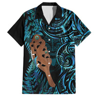 Maripi New Zealand Family Matching Puletasi and Hawaiian Shirt Maori Weapon Paua Shell Haka Fern LT14 Dad's Shirt - Short Sleeve Turquoise - Polynesian Pride