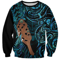 Maripi New Zealand Sweatshirt Maori Weapon Paua Shell Haka Fern LT14 Unisex Turquoise - Polynesian Pride