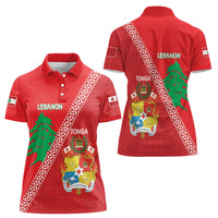 Tonga And Lebanon Women Polo Shirt 2026 Together Half Style LT14 - Polynesian Pride