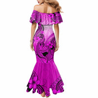 Hawaii Mermaid Dress Polynesian Shark Tattoo With Plumeria Pink Gradient LT14 - Polynesian Pride