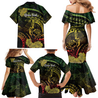 Personalised Hawaii Nene Goose Family Matching Mermaid Dress and Hawaiian Shirt Hawaiian Map Hibiscus Polynesian Art - Reggae Gradient LT14 - Polynesian Pride