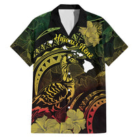 Personalised Hawaii Nene Goose Family Matching Mermaid Dress and Hawaiian Shirt Hawaiian Map Hibiscus Polynesian Art - Reggae Gradient LT14 Dad's Shirt - Short Sleeve Reggae - Polynesian Pride