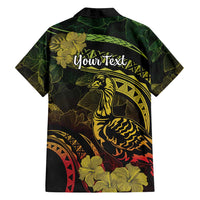 Personalised Hawaii Nene Goose Family Matching Off Shoulder Maxi Dress and Hawaiian Shirt Hawaiian Map Hibiscus Polynesian Art - Reggae Gradient LT14 - Polynesian Pride