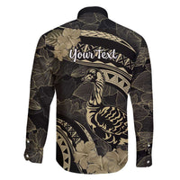 Personalised Hawaii Nene Goose Family Matching Long Sleeve Bodycon Dress and Hawaiian Shirt Hawaiian Map Hibiscus Polynesian Art - Beige