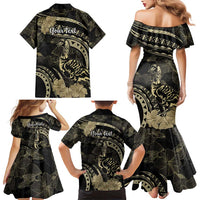 Personalised Hawaii Nene Goose Family Matching Mermaid Dress and Hawaiian Shirt Hawaiian Map Hibiscus Polynesian Art - Beige LT14 - Polynesian Pride