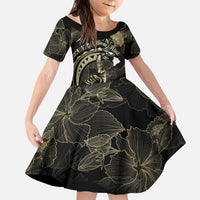 Personalised Hawaii Nene Goose Family Matching Puletasi and Hawaiian Shirt Hawaiian Map Hibiscus Polynesian Art - Beige LT14 Daughter's Dress Beige - Polynesian Pride